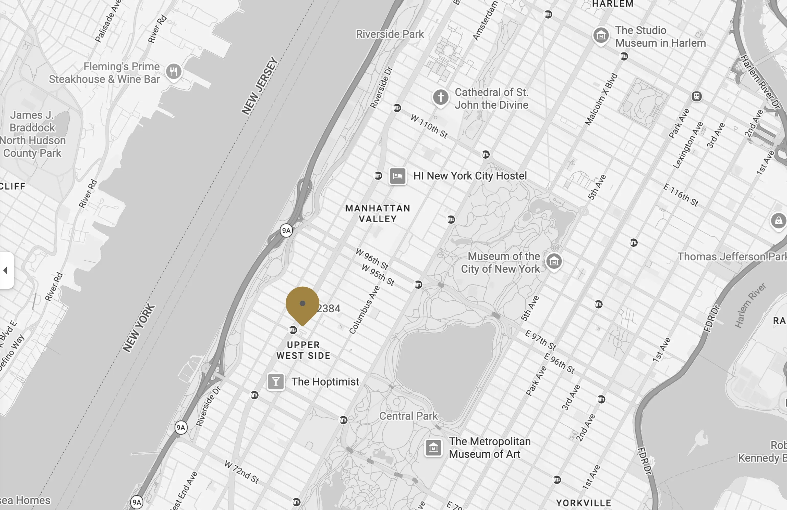 Map of BROADWAY ON THE UPPER WEST SIDE