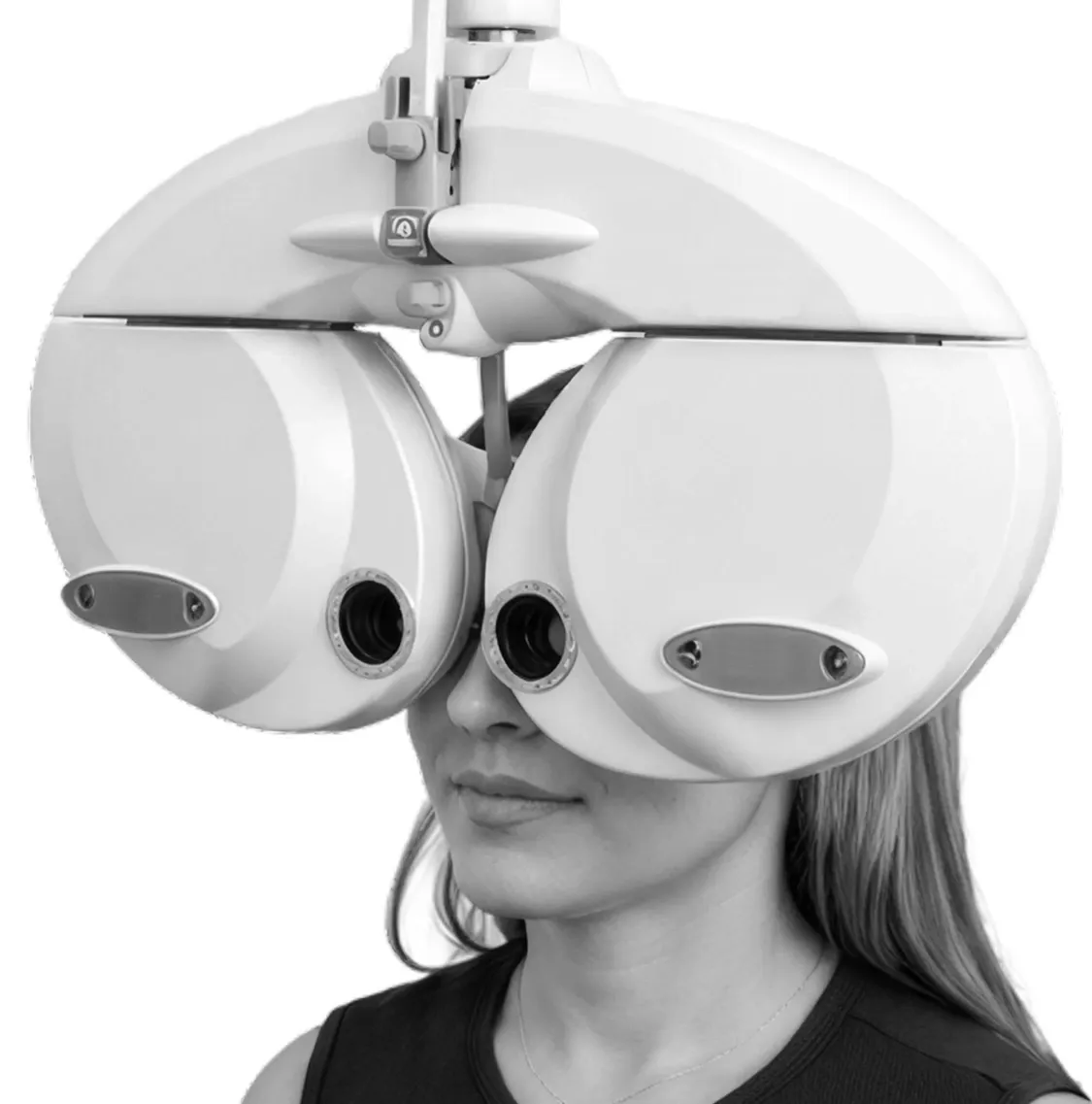 Patient during a comprehensive eye exam at OPTYX