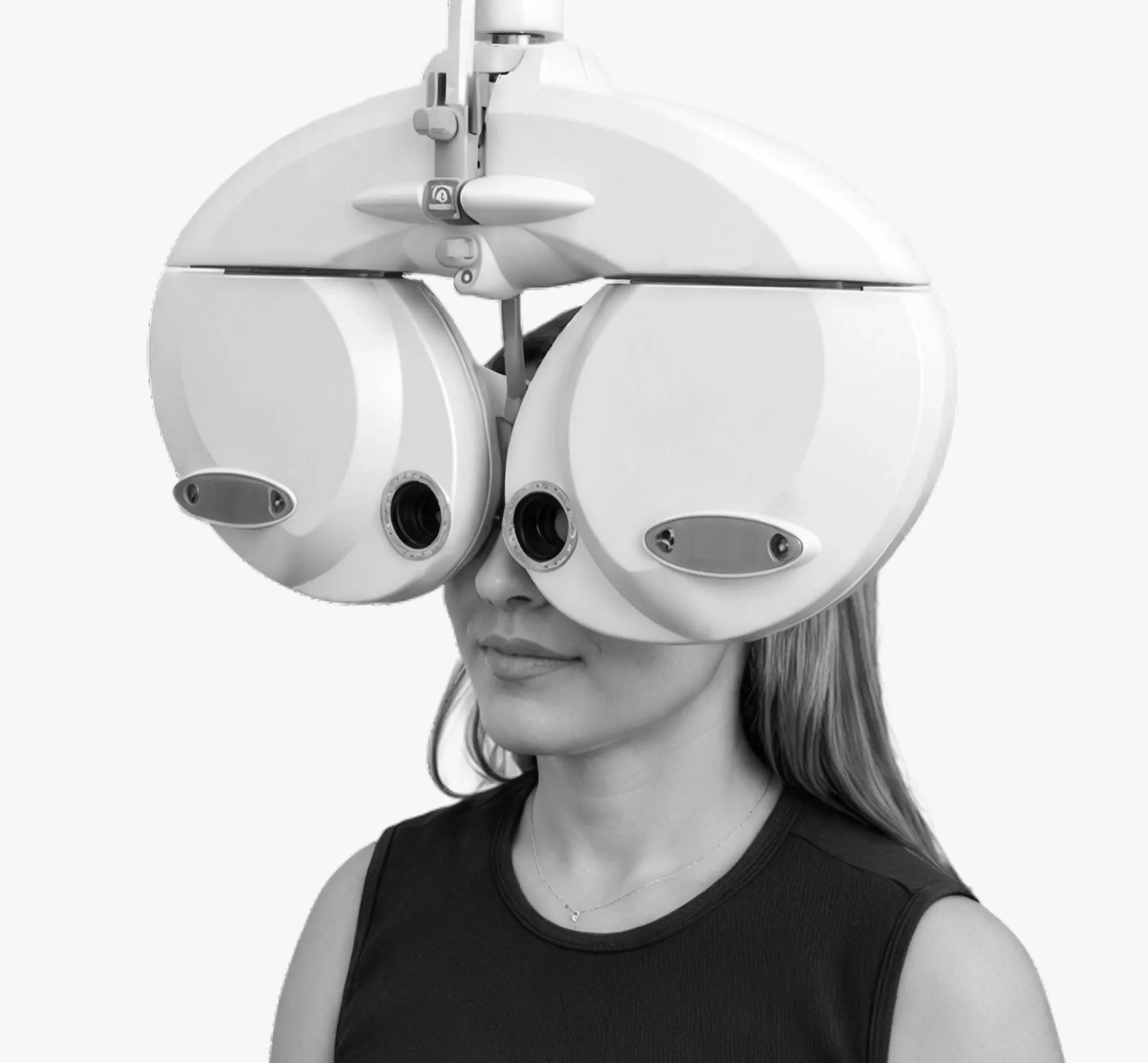 Patient during a comprehensive eye exam at OPTYX